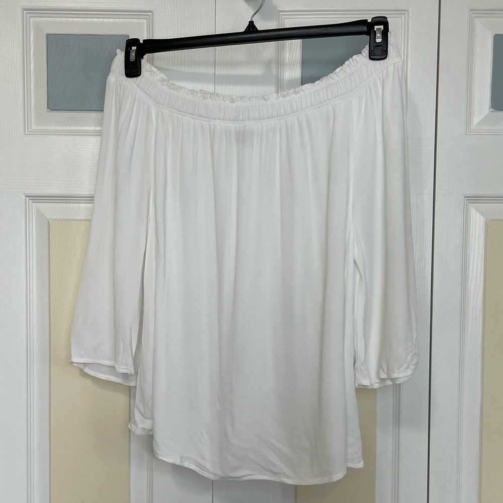 Esprit Off The Shoulder White Blouse with Flared Sleeves Sz 12 M L